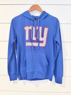 New York Giants Women M Blue Mesh Hoodie Football Sportcore Y2K NFL Game Day